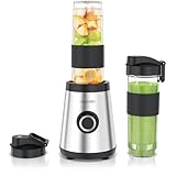 Arendo - Standmixer klein - 500 W – mini Smoothie Maker to Go - Mixer - zwei Becher – 500-570 ml – Klingen aus Edelstahl - 3 Modi – Behälter BPA-frei – für Säfte Smoothies Cocktails uvm