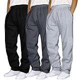 3er Pack Jogginghose Herren Baggy Sweatpants Y2K Breite Baumwolle Jogging Hose Elastische Taille Weites Bein Sporthose Lang Sweat Pants Men Warme Männer Sweathose Sport Hosen mit Taschen