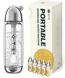OTE Sprudelwasser-Maschine mit 20 CO2-Zylindern, doppelschichtiges PET-Handsprudelwasser, sichere 450 ml persönliche PET-tragbare Soda-Maschine, kein Strom, BPA-frei, Silber