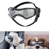 Voarge Sonnenbrille für Hunde UV Schutzbrille, Sonnenbrille mit Einstellbar Gummiband, Winddichte Hunde Motorradbrille, Schwarz, M