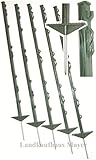 Landkaufhaus Mayer 20x Grüne Weidezaunpfähle 105cm (90cm über Boden) - Ideal für Hundezaun, Katzenzaun und mehr | Hohe Standfestigkeit, Doppeltritt, 8 Ösen | Für Bänder, Seile, Litzen und Drähte
