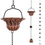 KHayRovies 262CM Regenwasserkette Metall Dachrinnenkette Regenablaufkette, Hängende Regenkette Regenglocken für Dachrinne, Regenkette Ablaufkette für Außen Gartendekoration