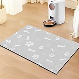Hearda Futtermatte Hund rutschfest, Napfunterlage Hund Saugfähig Katzen Futternapf Unterlage Schnelltrocknend Unterlage Katzennapf Futternapf Matte Haustier Futtermatte (80x120cm,Hellgrau O)