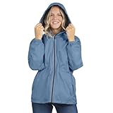 PERLETTI Regenjacke Damen Blau mit Hohe Sichtbarkeit - Reflektierende Regenponcho Windbreaker Trainingsjacke für Frauen - Wasserdichte Outdoor Rain Jacket - Anorak für Freizeit (L, Hellblau)