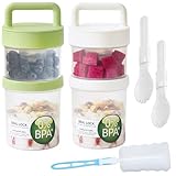 Haferbehälter für die Nacht, mit Deckel und Löffeln, Kunststoff, Frühstückssalatbecher mit Soßenbecher, 2-stöckig, auslaufsicher, Joghurt-Parfaitbecher, wiederverwendbar, für Schule, Büro, Reisen, 560