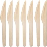 MATANA 200 Holzmesser, Holzbesteck Einweg für Picknicks, BBQ's & mehr - Einweg Messer, Alternative zu Plastikmessern - Holz Besteck - 16cm