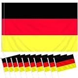 Bigqin 90x145 cm Große Deutschland Flagge mit 10 Stück 14×21cm Klein Deutschland Fahne Set, Deutschlandfahne Hausgarten Party Bar Deko