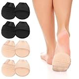 4 Paar Baumwollen Zehentopper Socken,Atmungsaktive No Show Füßlinge Damen,Rutschfeste Ballenpolster Vorfuß,Zehlinge Damen für High Heels (Hautfarben & Schwarz)