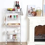 Smbcgdm Rollwagen KüChe, Badrollwagen, Obst -Gemüse -Aufbewahrungskorb Utility Cart Wagen auf Rädern, 5 -stapelbarer Korb mit 360 -Grad -Rädern, Obst -Gemüse -Aufbewahrungsorganisator Weiß