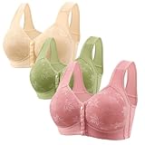 BH Damen Ohne Bügel Große Größen 3Er Pack Seamless BH Soft Unterwäsche Frontverschluss Bustier Push Up Bralette Ohne Bügel Bügelloser Brüste V Ausschnitt Starker Halt Bustier Damen Seamless Bra