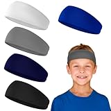 5 Stück Stirnband Kinder,Atmungsaktives Sport Stirnbänder,Bunt Schweißbänder für Kinder,Weiche Kinder Schweißbänder,Haarband für Schule Sport Jungs Mädchen(B)