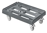 Transportroller für Kisten 60 x 40 cm mit 2 Bremsen in grau