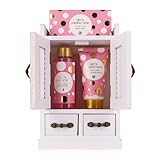 Accentra - Geschenkset Frauen Let´s Celebrate - Beauty Set mit Schaumbad, Bodylotion & Badesalz im dekorativen Holzschrank – Wellness Set für Frauen und Mädchen zum Geburtstag & Valentinstag