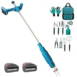 Kabelloser elektrischer Unkrautentferner mit 2 x 3,0 Ah Akkus & Schnellladung, Langstiel-Werkzeug für effektive Unkrautbekämpfung im Garten