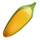 Veemoon Keramik Maiskolben Servierteller Klein Handbemalt Rechteckig Multifunktional für Snacks Vorspeisen und Desserts Spülmaschinenfest Elegantes Essgeschirr für Familien und Partys