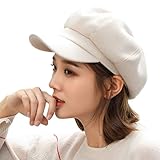 YONKOUNY Schirmmütze Barett Mütze Damen Casual Newsboy-Mütze Ballonmütze Beret Cap (Beige)