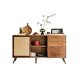 GELASIGE Sideboard Schrank Chinesischer Stil Haushalt Multifunktional Rattan Sideboard Modern Einfach Multifunktional Esche Massivholz Doppeltürschrank Sideboard Schrank mit Stauraum