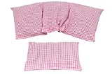 Kirschkernkissen STERNE, PUNKTE, UNI u.s.w. 2 er Set Langes 36 x 18 cm 3 Kammer + kleines Wärmekissen XXL Schulterkissen Nackenkissen Körnerkissen Mikrowelle (Rosa, kleine Karo)