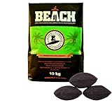 BlackSellig Beach Premium Kokos Grillbriketts – Cocos Holzkohle für Dutch Oven, BBQ & Smoker – Hochwertige Grillkohle & Holzkohlebriketts – Lange Brenndauer & Hohe Hitze (10kg)