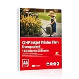 INKUWAY A4 Transparente Inkjet-OHP-Folie mit Senser Trip für Tintenstrahldrucker, 20 Blatt, zur Verwendung beim Bild- und Designdruck