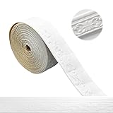 Yunlaishaocer Zierleisten Selbstklebend Weiß 10mx8cmX5mm, Selbstklebende Bordüre Wasserfester, Stuckleisten Wand, Bordüre Selbstklebend Weiß, Geeignet für Flure, Wandgemälde, Decken, Ecken, Linien