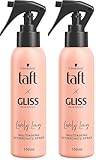 Taft x Gliss Hitzeschutz-Spray Lovely Long (150 ml), Multitasking-Spray bietet Hitzeschutz bis zu 230°, Schutz vor Spliss und langanhaltende definierte Styles (Packung mit 2)
