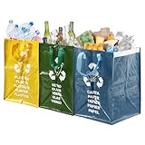SPORWAY Mülltrennsystem 3fach: 40L Mülltrennsysteme, Recycling System, für Plastik, Glas, Papier Perfekt als Mülltrenner, Fandflaschen Aufbewahrung, Recycling-System Organizer