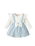 Haokaini Baby Mädchen Kleidung Neugeborene Strampler Kleid Lange Rüschen Ärmel Outfits Floral Strapse Rock Overall Kleinkind Jumpsuit Set