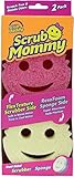 Scrub Daddy Scrub Mommy Putzschwamm, Topfreiniger Küchenschwämme, Putzmittel mit Texturveränderung, kratzfreier Spülschwamm, geruchsresistenter Smiley Schwamm, Geschirrschwamm - 2er-Pack Rosa