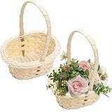 2 Stück Blumenkorb Hochzeit,kleine Blumenmädchen Korb Kunstweidenkorb Klein Körbchen Mit Henkel, Blumenkörbe Geflochtener Korb Blumenstreukörbchen, Für Hochzeit Party Dekoration