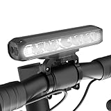 UPPEL Fahrradlicht Vorne 2600 Lumens USB C Ladeanschluss 5 LEDs 8000mah 4-Lichtmodi Einfache Installation Beste Aluminium Fahrradlampe Vorne für Nacht Reiten-Schwarz