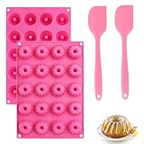 2 Stück Mini Gugelhupfform Silikon und 1 Stück Silikonkratzer,Gugelhupf Backform Klein mit Antihaftbeschichtung,Kleine Gugelhupfform mit Silikonspatel für Kuchen Muffins Brownie Pudding,Wiederverwendb
