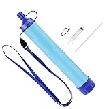 Wasserfilter Outdoor - Trinkwasserfilter für 1500 Liter gefiltertes Wasser - Karabiner und Verlängerungshalm,Tötet 99,999% aller Bakterien und Keime ab - outdoor filtre purificateur d'eau,blau