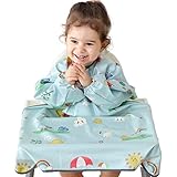 PewinGo Baby Lätzchen mit Ärmeln Hochstühle Können Vollständig Abgedeckt Werden, Wasserdicht, Leicht zu Reinigen, Maschinenwaschbar, Geeignet für Babys von 6 Monaten bis 3 Jahren-Grau