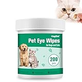 MagiSel Augenpads Hund, Augen Reinigungspads, Augenpflege Hund und Tränenfleckenentferner, Natürlichen Inhaltsstoffen, 200 Stück–Sanft Reinigt, Entfernt Tränenflecken, Augensekrete