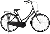 AMIGO Cotton - Transportfahrrad 28 Zoll für Damen - Hollandrad mit Frontgepäckträger - 50 cm - Rücktrittbremse & V-Bremse - Mattschwarz
