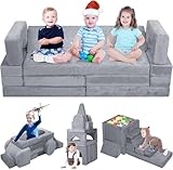 Gilire 18PCS Spielsofa Kindersofa, Modulares Schaumstoff Bausteine Sofa für Kinder, 1000+ DIY Kreativ Couch mit Rutsche & Treppe, Schlafsofa & Kuschelecke für Kinderzimmer, Spielen und Schlafen