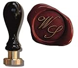 UDIG Siegelstempel personalisiert mit 2 Initialen, Schriftart Italic, Stempel 8cm, Siegel 24mm, Wachssiegel Stempel für Einladungen und Briefe