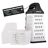 Lantana 6-seitige Reibe mit Behälter - Handreibe/Hobel/Zerkleinerer. 6 unentbehrliche Küchenfunktionen für grobes, mittleres, feines und mikrofeines Reiben/Zesten/Schneiden.
