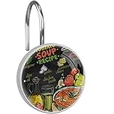 Tomatensuppe Rezeptmenü Kreidetafel Duschvorhanghaken Doppelter Duschvorhangringe Duschhaken Ringe für Badezimmer Duschvorhangstange, 12 Stück