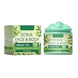 Körperpeeling Grüner Tee Body Scrub Peeling 500ml Gesicht Peeling Feuchtigkeitsspendend Eingewachsene Haare Körner Totes Meer Salz Dead Skin removal Frauen Männer (Grün, 2 Grün Stück)
