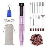 HEBECA Nagelfräser für Gelnägel Kabellos - Elektrische Nagelfeile 20,000 RPM Electric Nail Drill 12 in 1 für Natürliche Gelnägel Acrylnägel Wiederaufladbares Maniküre Pediküre Set