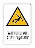 Warnzeichen (W008) Warnung vor Absturzgefahr - Eckiges Warnschild mit Text - Warnschild mit Text - nach DIN EN ISO 7010