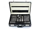 London 72-teiliges Besteckset im eleganten Koffer - Hochwertiger Edelstahl, Glänzend poliert, Inklusive Servierbesteck, Essbesteck mit Gabeln Messer Löffel Servierset