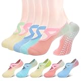 kodinsiivous 5 Paar Yoga Rutschfeste Socken, Pilates Socken Damen, Antirutschsocken, Bodensocke mit Anti-Rutsch Griffe Riemen, Grip Stoppersocken für Fitness Tanz, Ballett Tanzsocken für Frauen Mädche