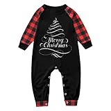 Weihnachtspyjama Familie Set Warm Familie Weihnachten Pyjamas Set Lustig Matching Pyjamas Couple Christmas Weihnachtsbaum Drucken Weihnachts Schlafanzug Family Weihnachtsoutfit für (Red-3, 3-6 Months)