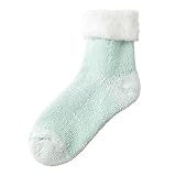 Generisch Strümpfe Kuschelig Women's Stockings Thickened With Country Sub Warm Ski Yarn Socks Strümpfe Maritim (Mint Green, A)