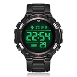CIVO Herrenuhr Digital Militär Armbanduhr: LED Groß Ziffernblatt Schwarz Uhren fur Herren - Wasserdicht Digitaluhr mit Stoppuhr Wecker