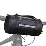 ENJOHOS Fahrrad Lenkertasche, Klein Vordertasche, Wasserdicht Oberrohrtasche, Rund Umhängetasche Schultertasche Handtasche, Multifunktional für Rennrad, Mountainbike, Radfahren Reisen, Schwarz