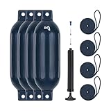 Mesle Fender Boot Dura 4er Set mit Leine & Pumpe, ø 16 cm | 58 cm lang, Langfender aufblasbar, Bootsfender, Fender Schiff Yacht Schlauchboot